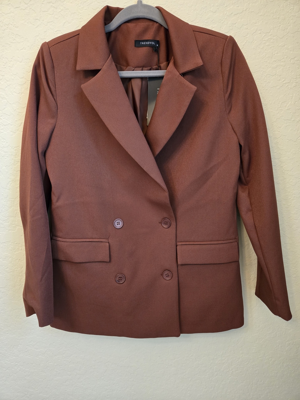 Trendyol Double-Breasted Brick Brown Blazer